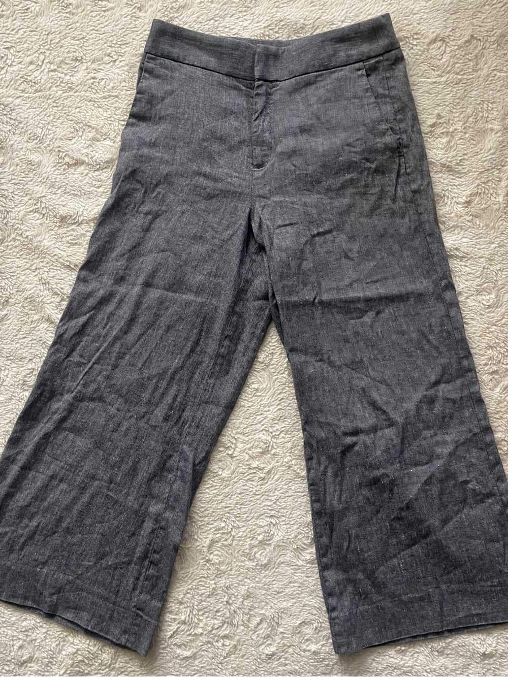 Banana Republic Men's Charcoal Wide-Leg Chinos Linen Blend